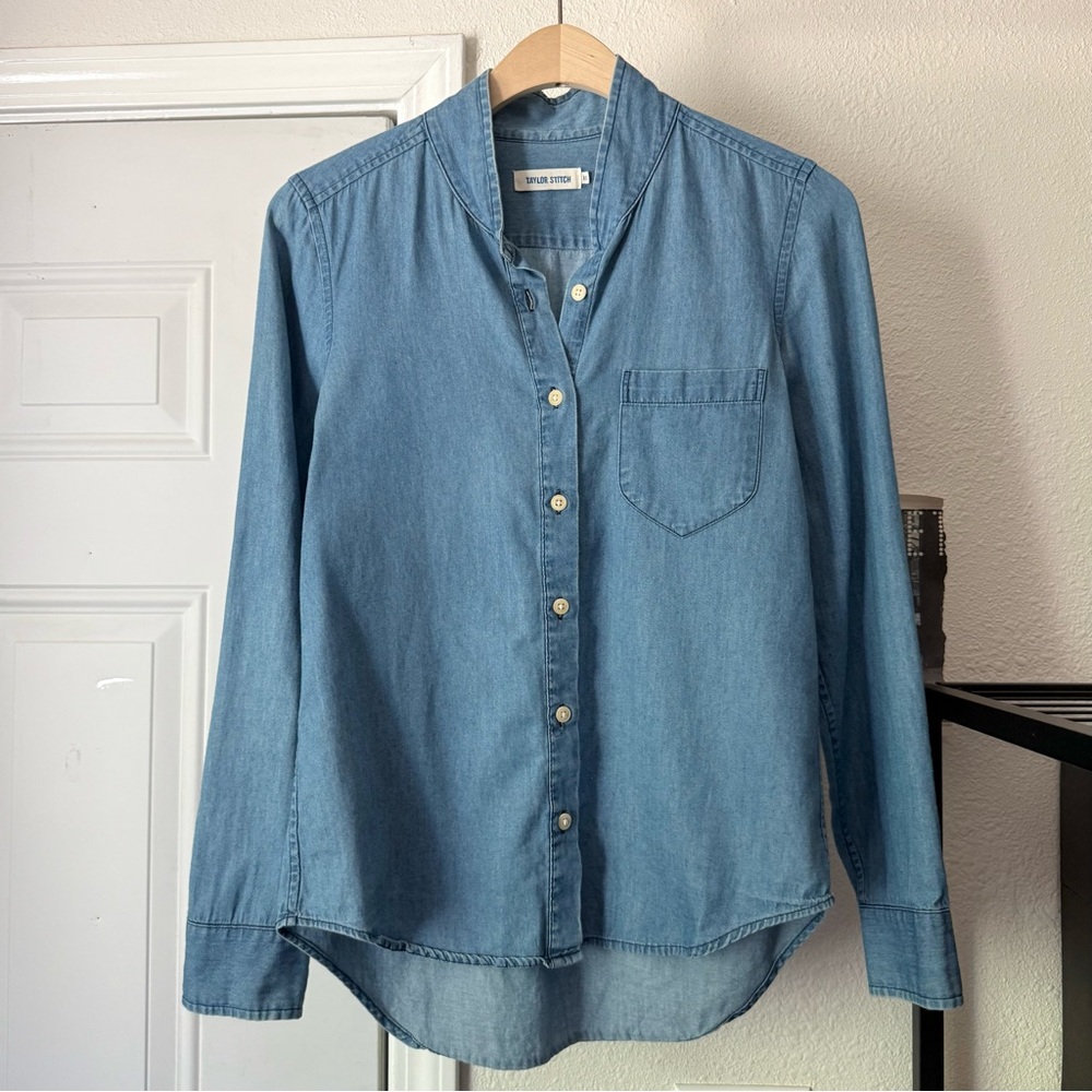 TAYLOR STITCH blue women’s cotton‎ long sleeve button up shirt